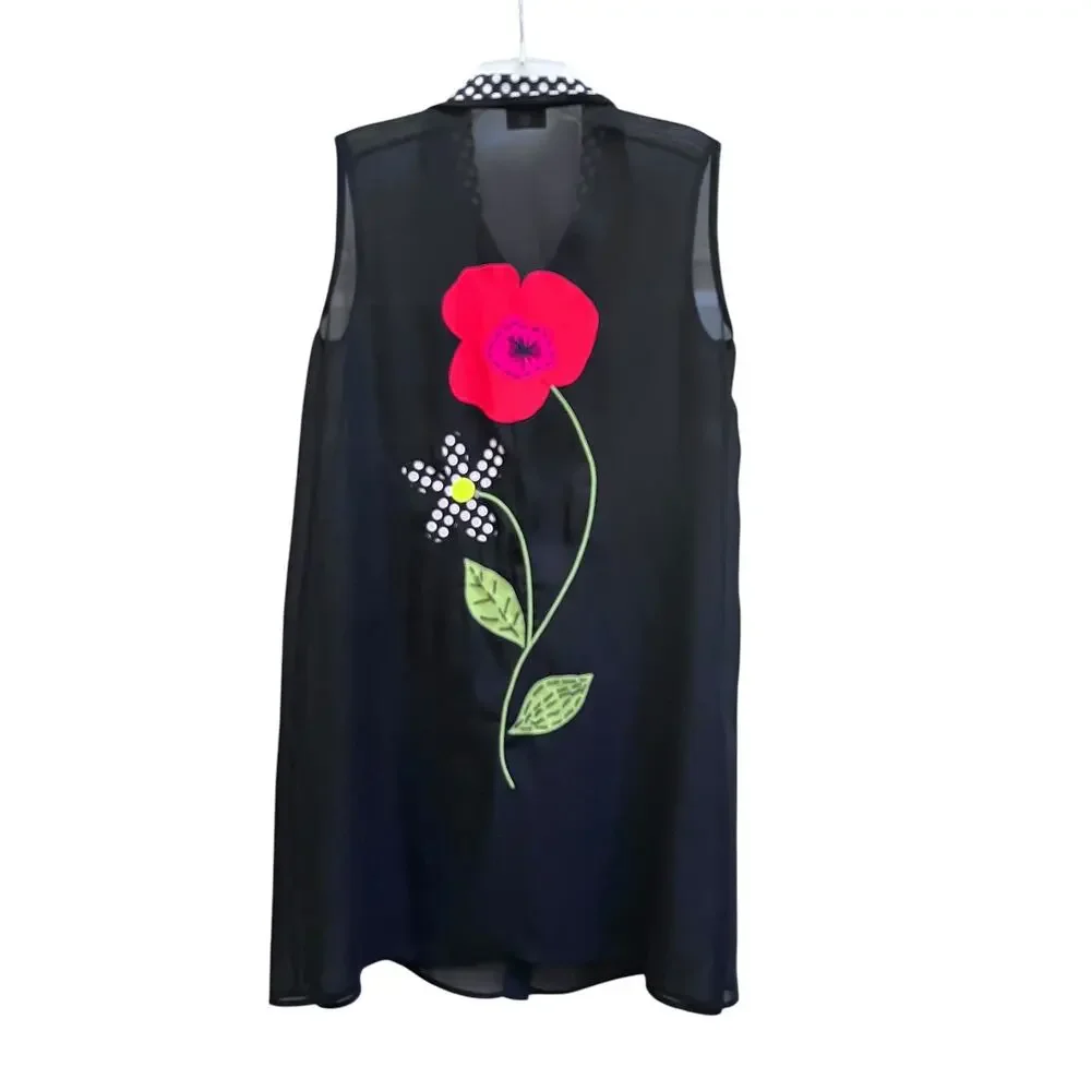 Gottex Black Sheer Sleeveless Bathing Suit Cover Up Tunic size M/ L